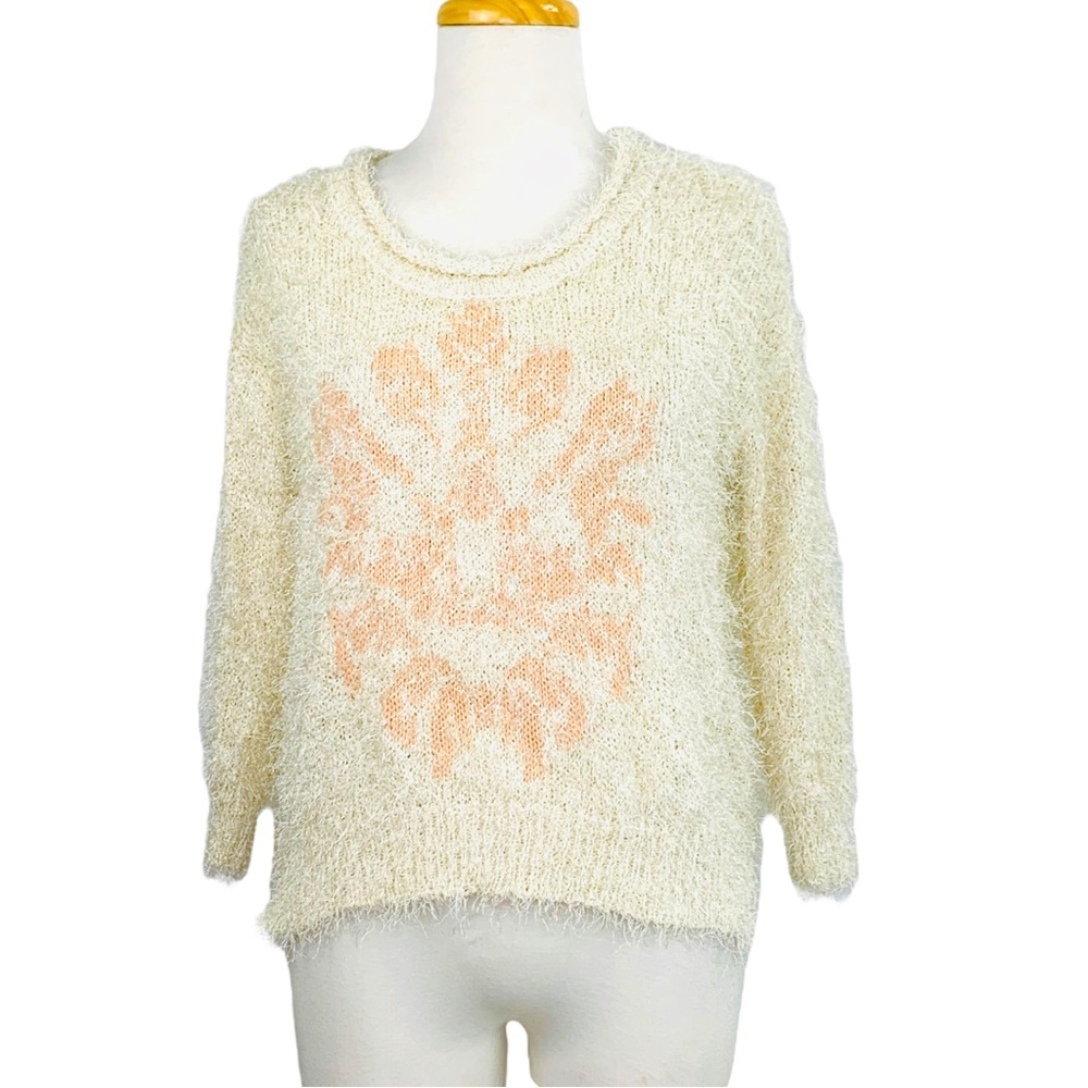 American Rag Cie Ivory Fuzzy Knit Sweater XS EUC